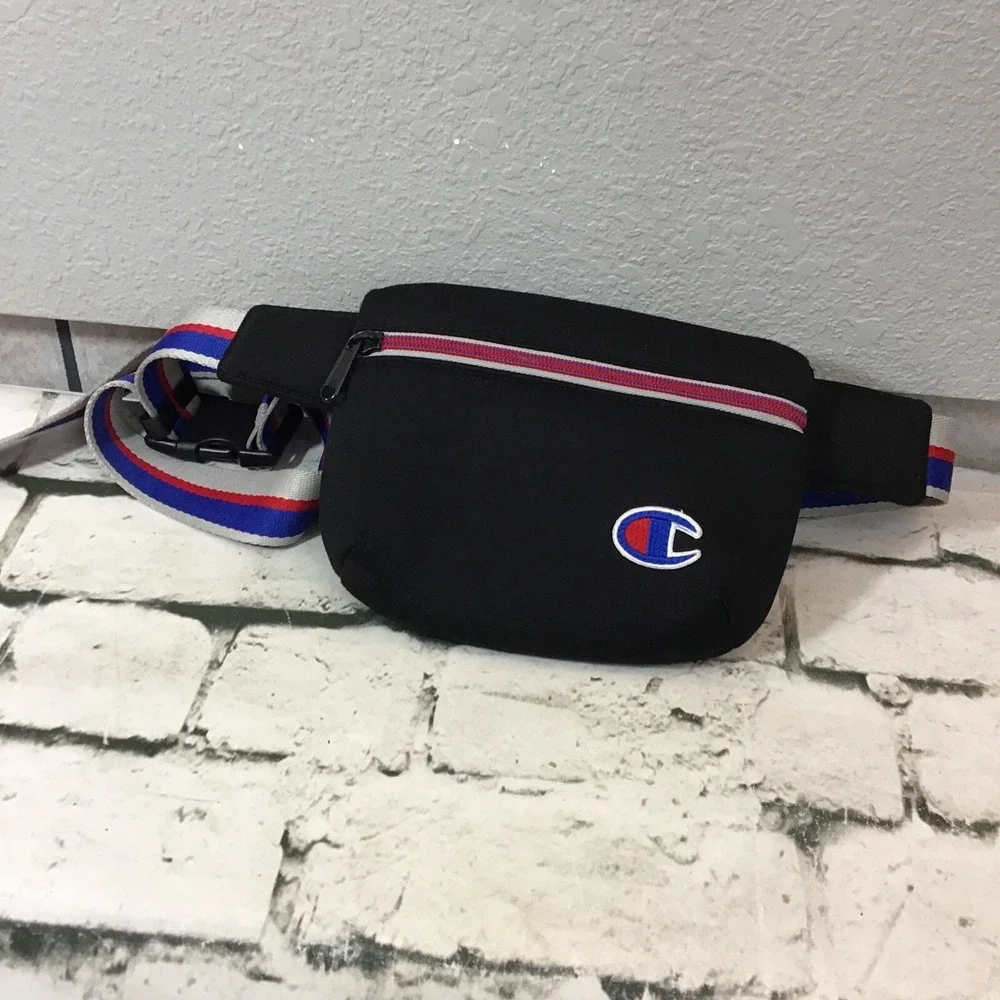 Champion‎ Big C Fanny Pack Neoprene Waist Pack Bum Bag Black Insulated